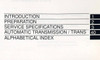 Toyota U151E U151F Automatic Transaxle Repair Manual Table of Contents