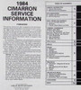 1984 Cadillac Cimarron Service Information Table of Contents