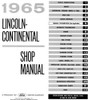 1965 Lincoln Continental Maintenance Manual Table of Contents