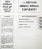 1983 Nissan Pickup 720 Series Service Manual Supplement Table of Contents