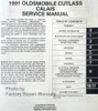 1991 Olds Cutlass Calais Service Manual Table of Contents
