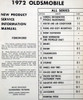 1972 Oldsmobile New Product Service Information
