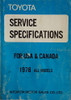 1978 Toyota All Models Service Specifications