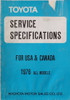 1976 Toyota All Models Service Specifications