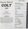 1987 Dodge Plymouth Colt Service Manual Set