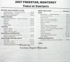 2007 Ford Freestar Mercury Monterey Service Manual Table of Contents 2