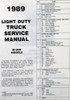 1989 GMC Safari Service Manual Table of Contents