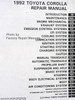 1992 Toyota Corolla Repair Manual Table of Contents
