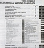 1996 Toyota Celica Electrical Wiring Diagrams Table of Contents