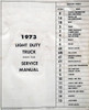 1973 Chevrolet Light Duty Truck Service Manual Table of Contents