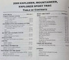 2009 Ford Explorer, Sport Trac, Mercury Mountaineer Workshop Manual Table of Contents 2