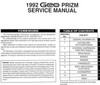 1992 GEO Prizm Service Manual