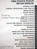 Toyota Pickup 1980 Repair Manual Table of Contents