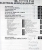 1994 Toyota T100 Electrical Wiring Diagrams Table of Contents