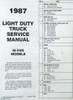 1987 GMC Safari Service Manual Table of Contents