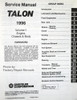 Service Manual Talon 1996 Volume 1 - Engine, Chassis, Body Table of Contents