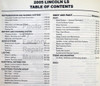 2005 Lincoln LS Workshop Manual Table of Contents 2