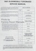 1991 Olds Toronado and Trofeo Service Manual Table of Contents