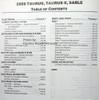 2008 Taurus, Taurus X, Sable Service Manual Table of Contents 2