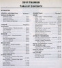 2011 Ford Taurus Workshop Manual Table of Contents 1