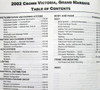 2002 Ford Crown Victoria Grand Marquis Workshop Manual Table of Contents 2