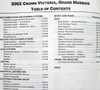 2002 Ford Crown Victoria Grand Marquis Workshop Manual Table of Contents 2