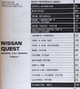 2000 Nissan Quest Service Manual Table of Contents