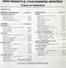 Ford Mercury 2006 Freestyle, Five Hundred, Montego Workshop Manual Table of Contents 1