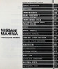 1999 Nissan Maxima Service Manual Table of Contents