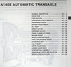 Toyota A140E Automatic Transaxle Repair Manual Table of Contents