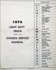1974 Chevrolet Light Duty Truck Service Manual Table of Contents