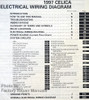 1997 Toyota Celica Electrical Wiring Diagrams Table of Contents