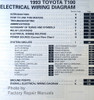 1993 Toyota T100 Electrical Wiring Diagrams Table of Contents