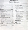 2003 Ford Ranger Workshop Manual Table of Contents 2