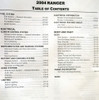 2004 Ford Ranger Workshop Manual Table of Contents 2