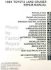 1991 Toyota Land Cruiser Repair Manual Table of Contents