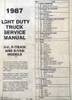 1987 GMC Light Duty Truck R, V, G, P Models Service Manual Table of Contents