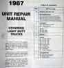 1987 GMC Light Duty Trucks Unit Repair Manual