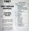 1987 GMC Light Duty Trucks Unit Repair Manual