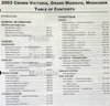 2003 Ford Crown Victoria, Grand Marquis Marauder Workshop Manual Table of Contents 1