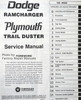 1977 Dodge RamCharger Plymouth Trail Duster Service Manual Table of Contents