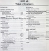 2003 Lincoln LS Workshop Manual Table of Contents