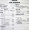 2003 Lincoln LS Workshop Manual Table of Contents