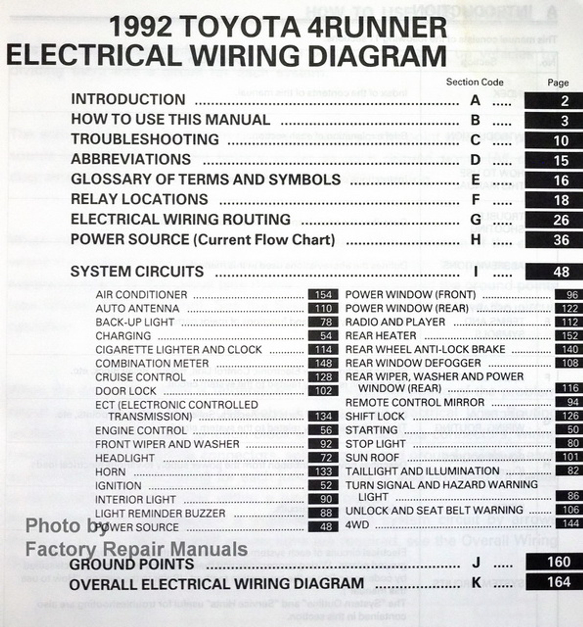 1992 Toyota 4runner Electrical Wiring Diagrams Original