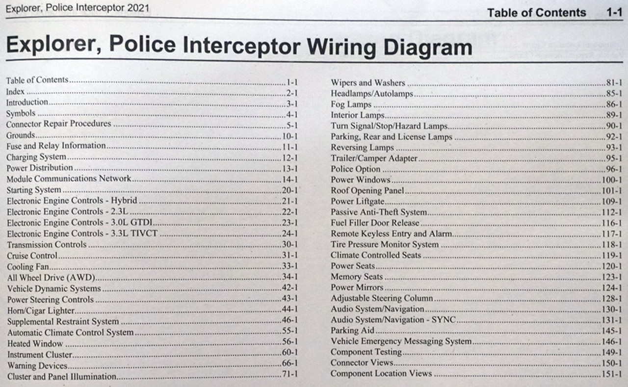 2021 Ford Explorer and Police Interceptor Utility Electrical Wiring