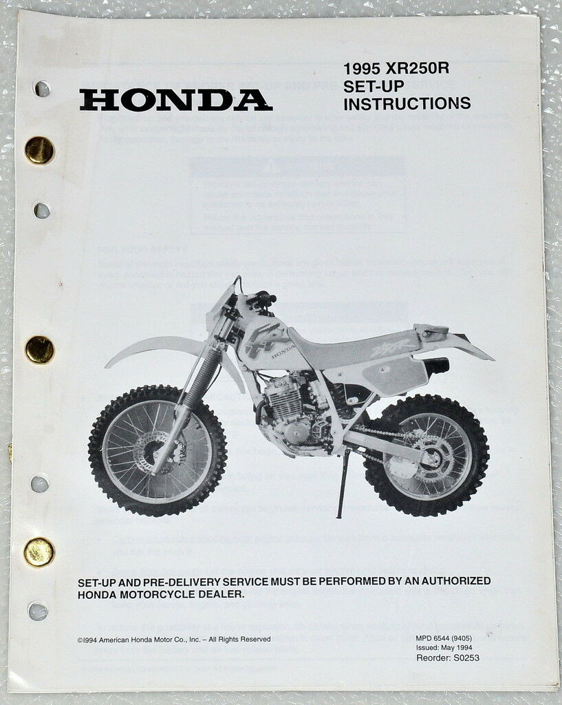 1995 Honda XR250R Setup Instructions Manual w/ Wiring Diagram Original