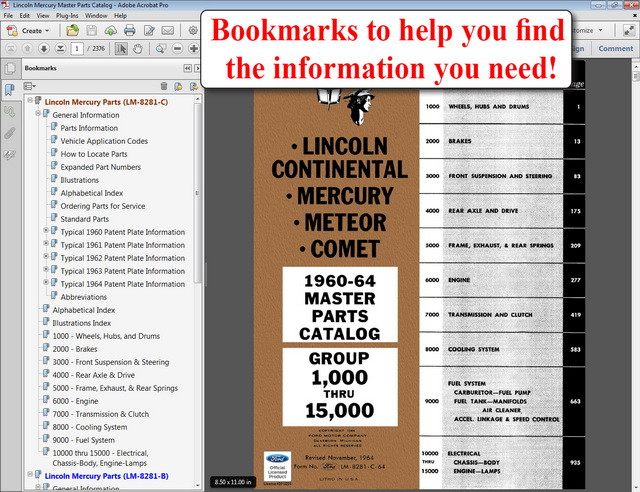 19601964 Lincoln Mercury Master Parts and Accessory Catalog Download