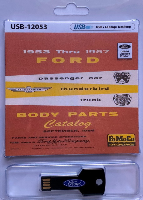 19531957 Ford Car, Thunderbird and Truck Body Parts Catalog on USB