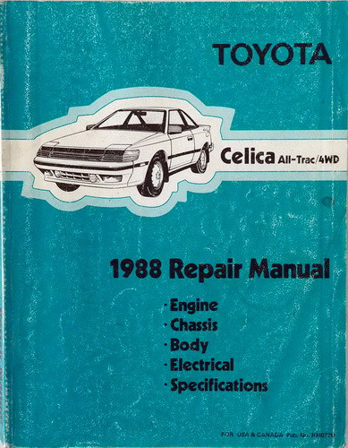 1988 Toyota Celica All-Trac Factory Service Manual Original Shop Repair ...