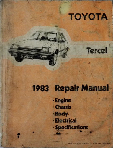 1983 Toyota Tercel Factory Service Manual Original Shop Repair